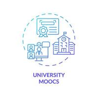 2D gradient icon university MOOCs concept, simple isolated vector, MOOC blue thin line illustration. vector