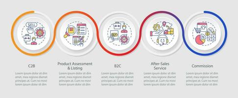 2D C2C multicolor vector infographics template, data visualization with 5 steps, process timeline chart.