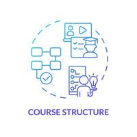 2D gradient icon course structure concept, simple isolated vector, MOOC blue thin line illustration. vector