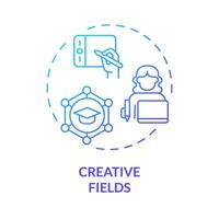 2D gradient icon creative fields concept, simple isolated vector, MOOC blue thin line illustration. vector