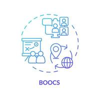 2D gradient icon BOOCs concept, simple isolated vector, MOOC blue thin line illustration. vector