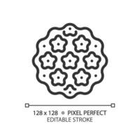 2D pixel perfect editable black bacteria icon, isolated vector, simple thin line illustration. vector