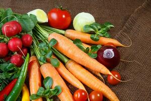 Still life with various fresh organic vegetables photo