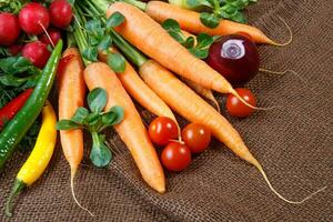 Still life with various fresh organic vegetables photo