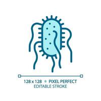 2D pixel perfect editable blue salmonella typhi icon, isolated monochromatic vector, thin line illustration representing bacteria. vector