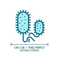 2D pixel perfect editable blue vibrio cholerae icon, isolated monochromatic vector, thin line illustration representing bacteria. vector