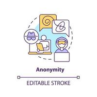 2D editable anonymity thin line icon concept, isolated vector, multicolor illustration representing online therapy. vector