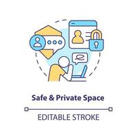 2D editable safe and private space thin line icon concept, isolated vector, multicolor illustration representing online therapy. vector