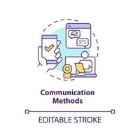 2D editable communications methods thin line icon concept, isolated vector, multicolor illustration representing online therapy. vector