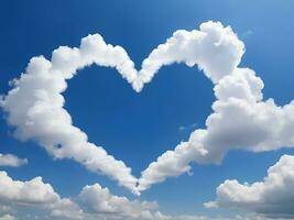 AI generated Valentine's Day Romance Heart-Shaped Cloud in Blue Sky, Love Concept photo