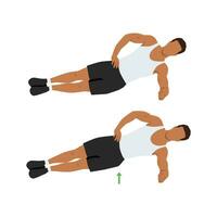 Man doing side plank hip raises exercise. vector