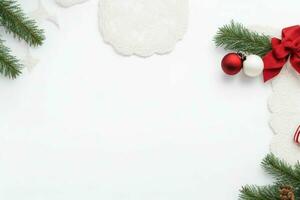 AI generated White background. Merry Christmas and New Year banner with Copy space. Pro Photo