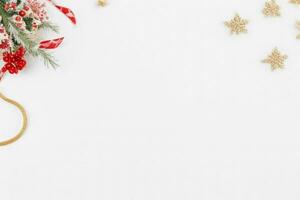 AI generated White background. Merry Christmas and New Year banner with Copy space. Pro Photo