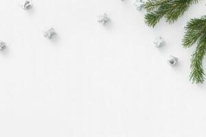 AI generated White background. Merry Christmas and New Year banner with Copy space. Pro Photo