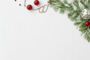 AI generated White background. Merry Christmas and New Year banner with Copy space. Pro Photo