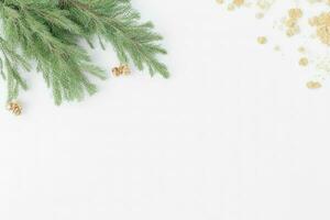 AI generated White background. Merry Christmas and New Year banner with Copy space. Pro Photo