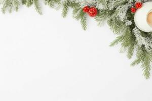 AI generated White background. Merry Christmas and New Year banner with Copy space. Pro Photo