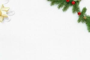 AI generated White background. Merry Christmas and New Year banner with Copy space. Pro Photo