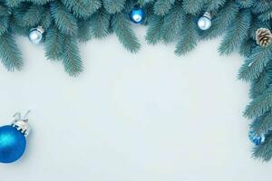 AI generated White background. Merry Christmas and New Year banner with Copy space. Pro Photo