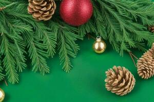 AI generated Green background. Merry Christmas and New Year banner with Copy space. Pro Photo