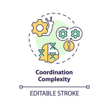 2D editable multicolor coordination complexity icon, creative isolated vector, thin line illustration representing agricultural clusters. vector