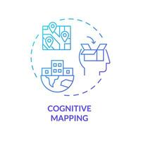 2D gradient cognitive mapping icon, creative isolated vector, thin line illustration representing environmental psychology. vector