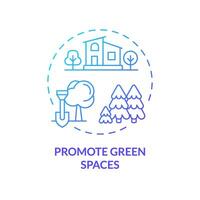 2D gradient promote green spaces icon, creative isolated vector, thin line illustration representing environmental psychology. vector