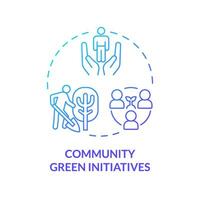 2D gradient community green initiatives icon, creative isolated vector, thin line illustration representing environmental psychology. vector