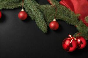 AI generated Black background. Merry Christmas and New Year banner with Copy space. Pro Photo