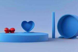 AI generated 3D rendering podium for product display mockup, Valentine's day love shape background. Pro Photo