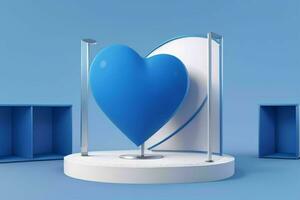 AI generated 3D rendering podium for product display mockup, Valentine's day love shape background. Pro Photo