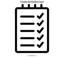 Create list button icon vector