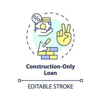 2D editable multicolor construction only loan icon, simple isolated vector, construction cost thin line illustration. vector