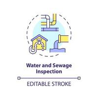 2D editable multicolor water and sewage inspection icon, simple isolated vector, construction cost thin line illustration. vector