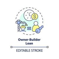 2D editable multicolor owner builder loan icon, simple isolated vector, construction cost thin line illustration. vector