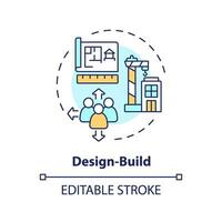 2D editable multicolor design build icon, simple isolated vector, construction cost thin line illustration. vector