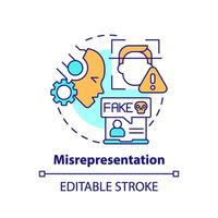 2D editable multicolor misrepresentation icon, simple isolated vector, cyber law thin line illustration. vector