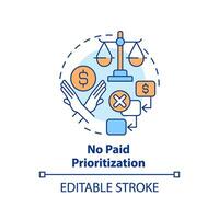 2D editable multicolor no paid prioritization icon, simple isolated vector, cyber law thin line illustration. vector