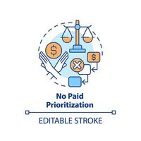 2D editable multicolor no paid prioritization icon, simple isolated vector, cyber law thin line illustration. vector