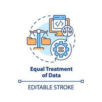 2D editable multicolor equal treatment of data icon, simple isolated vector, cyber law thin line illustration. vector