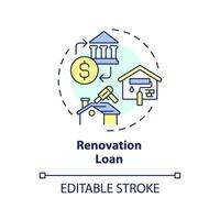 2D editable multicolor renovation loan icon, simple isolated vector, construction cost thin line illustration. vector