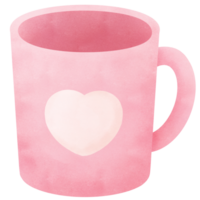 pink mug heart watercolor clip art png