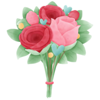 Bouquet of rose flowers watercolor clip art png