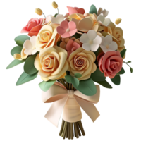 AI generated A beautiful bunch of flowers, 3d design. Great for weddings and design elements png