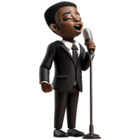 AI generated Black man singing jazz music, realistic 3d design. Suitable for music and design elements png