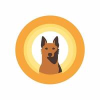 AI generated Pet store filled orange logo. Compassion care business value. Dog in circle simple illustration. Design element. Ai art for corporate branding vector