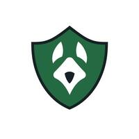 AI generated Dog safe foods filled green logo. Reliability business value. Dog abstract face and shield. Design element. Ai art for personal and corporate branding vector