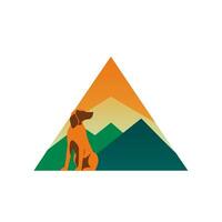 AI generated Pet healthcare service filled colorful logo. Integrity business value. Dog and mountain abstract illustration. Design element. Ai art for corporate branding vector