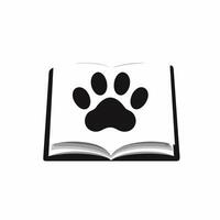 ai generado animal seguro Servicio monocromo glifo logo. financiero transparencia negocio valor. libro y pata impresión icono. diseño elemento. ai Arte para corporativo marca vector