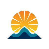 AI generated Renewable sun energy filled gradient logo. Sustainability business value. Sun over mountain simple icon. Design element. Ai art for corporate branding, website vector